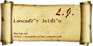 Loncsár Jolán névjegykártya